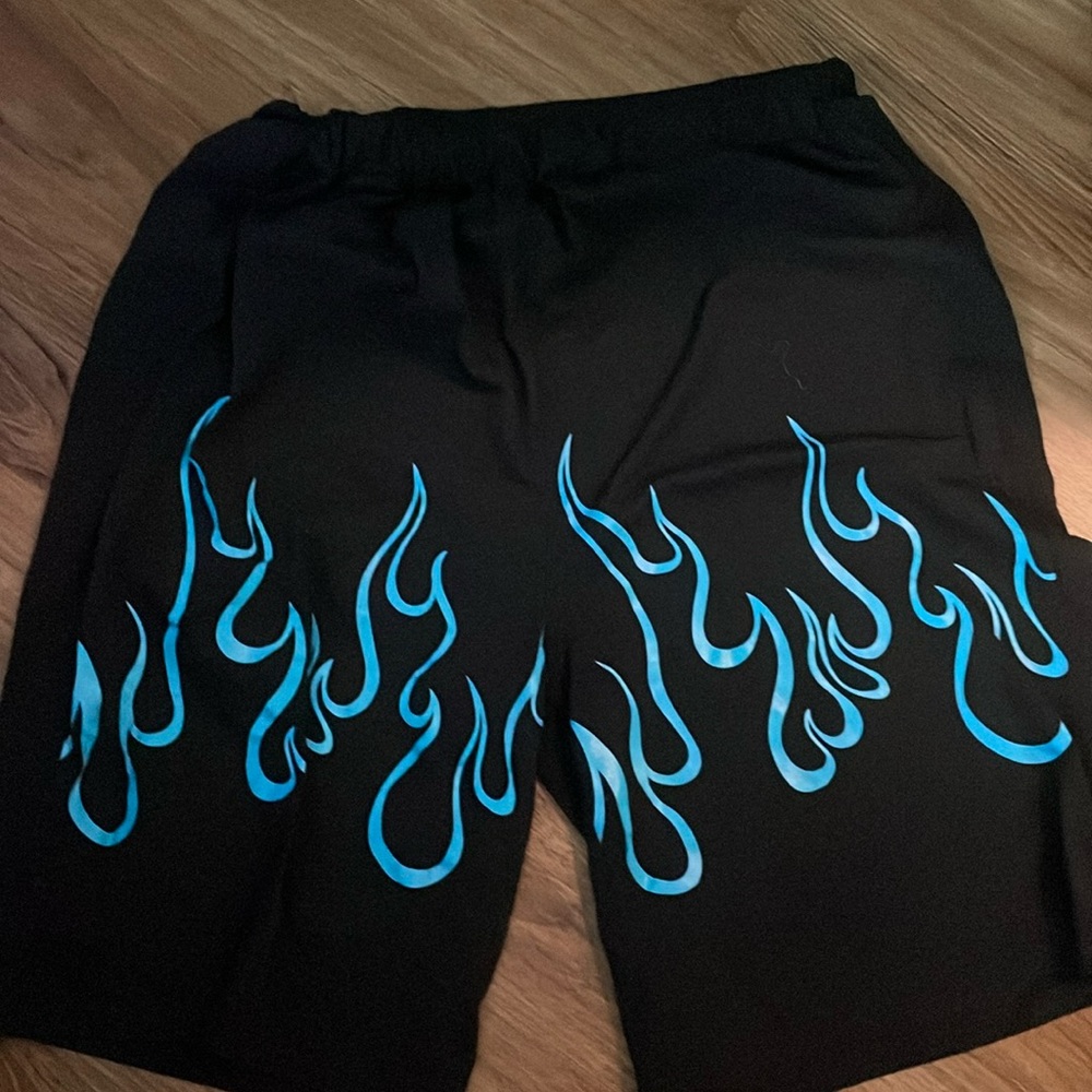 Shorts with blue flames